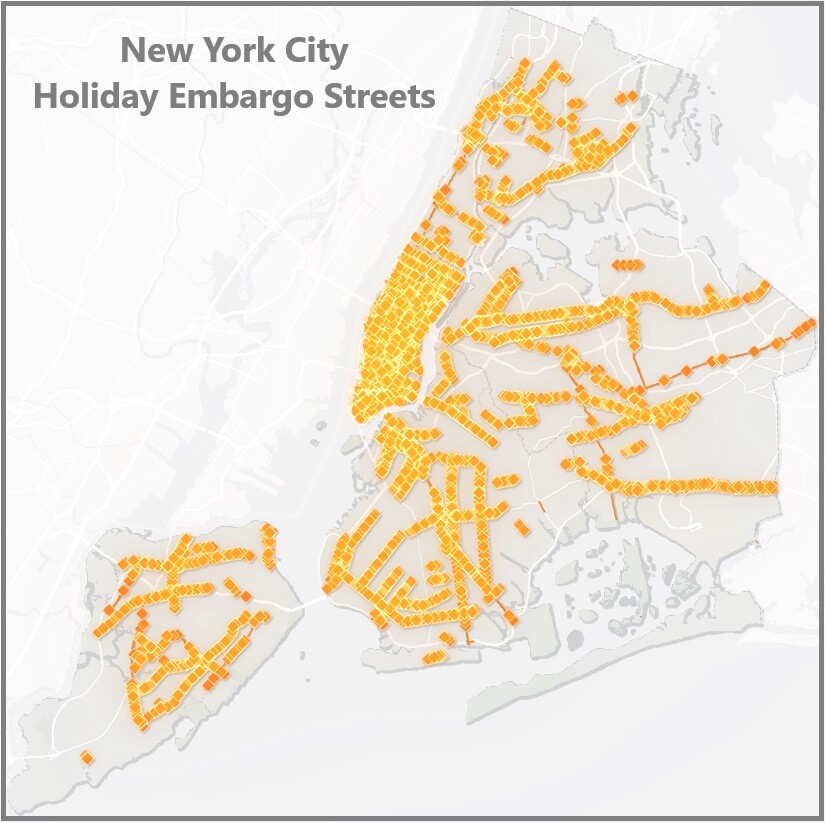 Current Embargo Map Annual NYC Holiday Construction Embargo