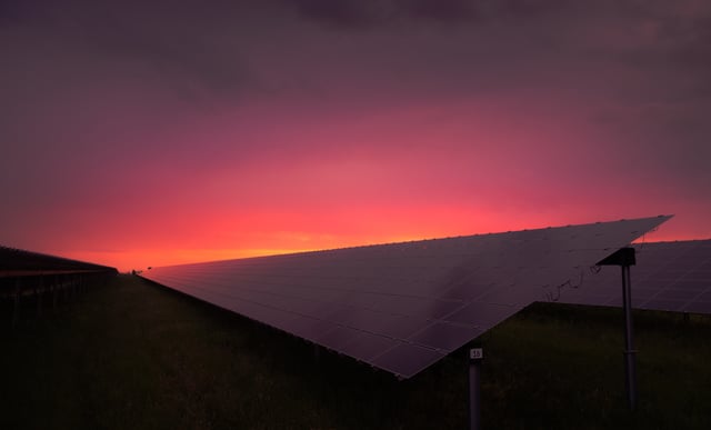 solar-panel-at-sunset-with-red-sky